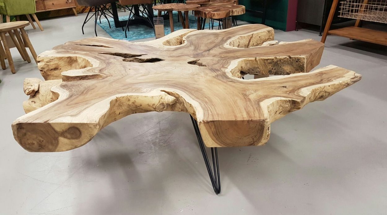 Verwonderlijk teakhouten boomstam tafel - Vivaldi XL Zevenaar NW-56