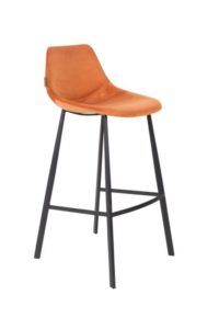 Dutchbone Franky barstoel velvet oranje - 10% korting bij 4 stoelen of meer