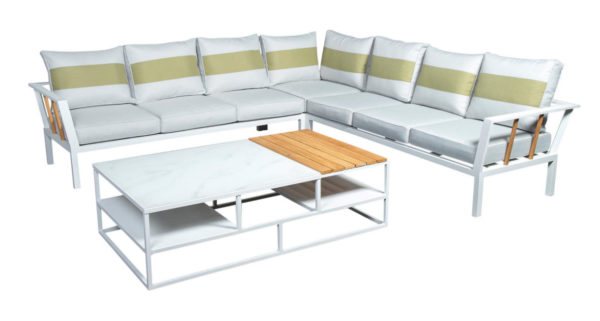 Beach7 Loungeset Central Aluminium White Teak