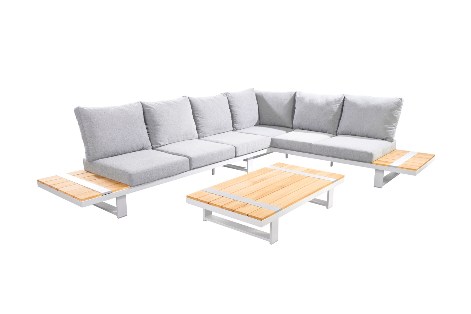 vasthouden Aandringen opbouwen Yoi Loungeset Yuwaa XL Wit Aluminium Teak - Vivaldi XL Zevenaar