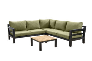 Yoi Midori cornerset 260x260 alu black emerald green + Tafel 76x76 cm