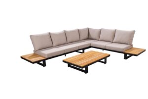 Yoi Loungeset Funsui Aluminium Teak Flax Kussens + Tafel