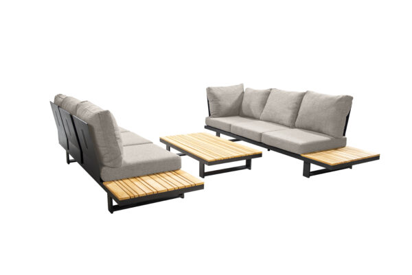 Yoi Funsui Loungeset 345x275 Black Flax Beige +Tafel 130x75 Ibiza-opstelling