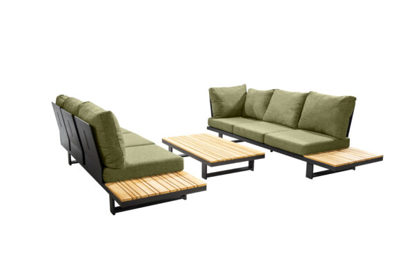 yoi Funsui loungeset 345x275 black Emerald Green +Tafel 130x75 Ibizaopstelling