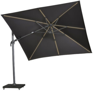 Platinum Zweefparasol Challenger-Marbella Led T2 3x3 Antraciet