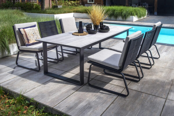 EEBURU 240 X 100 +KOME LOUNGE DINING BLACK BLACK FLAX