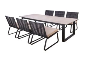 Yoi Low Diningset Teeburu Kome 7-Delig Black