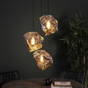 Rock hanglamp chromed 3 lichts getrapt