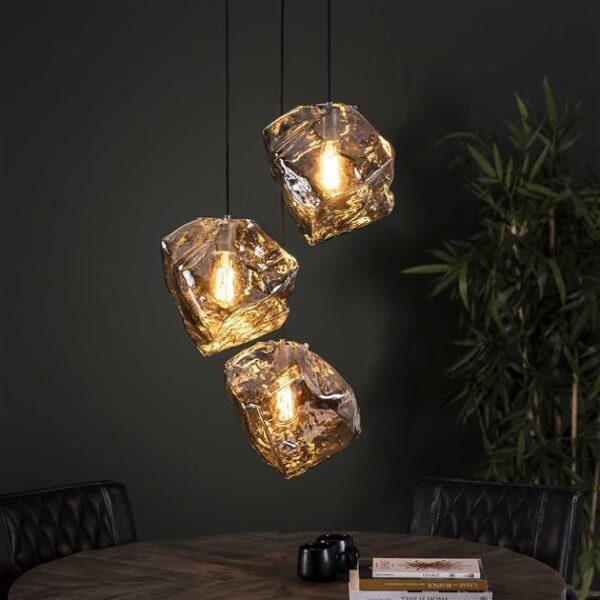 Rock hanglamp chromed 3 lichts getrapt