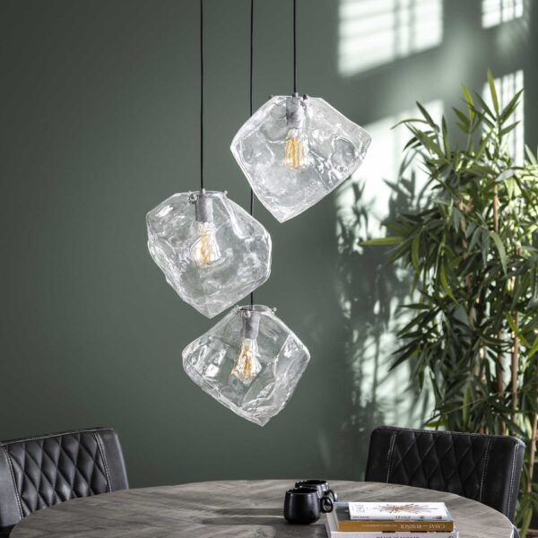 Rock hanglamp clear 3 lichts getrapt uit