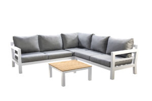Yoi Midori cornerset 260x260 alu white mixed grey + Tafel 76x76