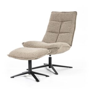 Eleonora Marcus fauteuil met voetenbank stof Baquer beige