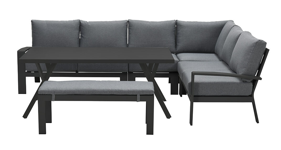 Normaal gesproken banner ethiek Rondo Lounge-Diningset Carbon Black-Mystic Grey - Vivaldi XL Zevenaar