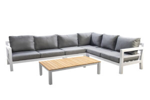 Yoi Midori cornerset 340x260 alu white mixed grey +Tafel 140x76