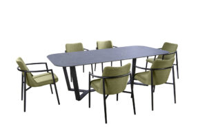 Yoi Youkou Diningset emerald green 6x diningchair + Teeburu table 240x120