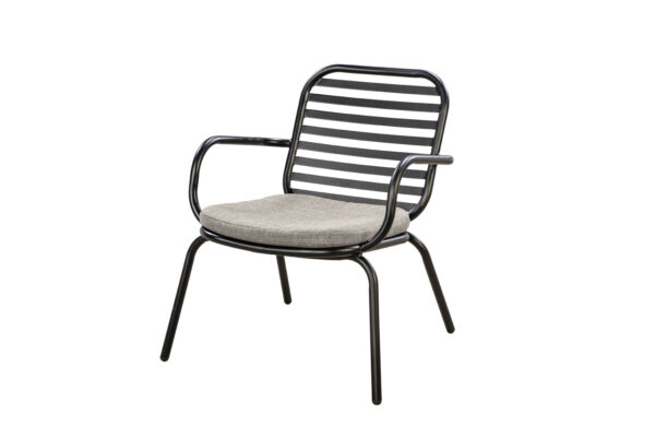 Yoi Tomo Loungechair alu black + Kussen flax beige
