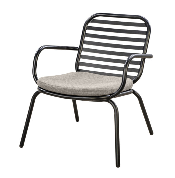 Yoi Tomo Loungechair alu black + Kussen flax beige