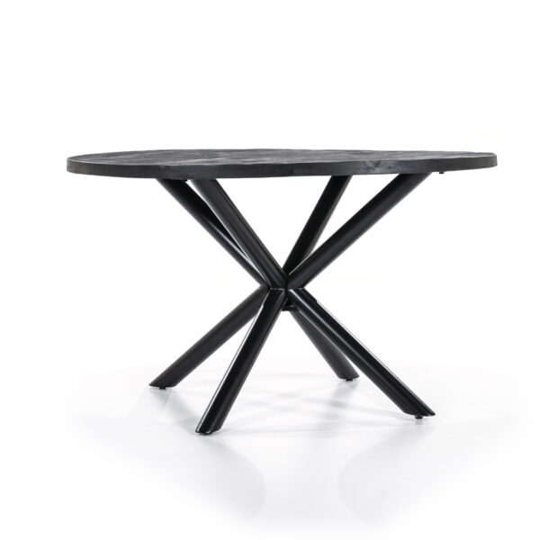 Eleonora eettafel rond 130 cm met kruispoot zwart