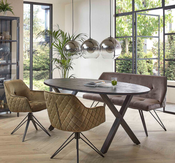 Yucon eetkamertafel ovaal 200 x 105 cm zwart