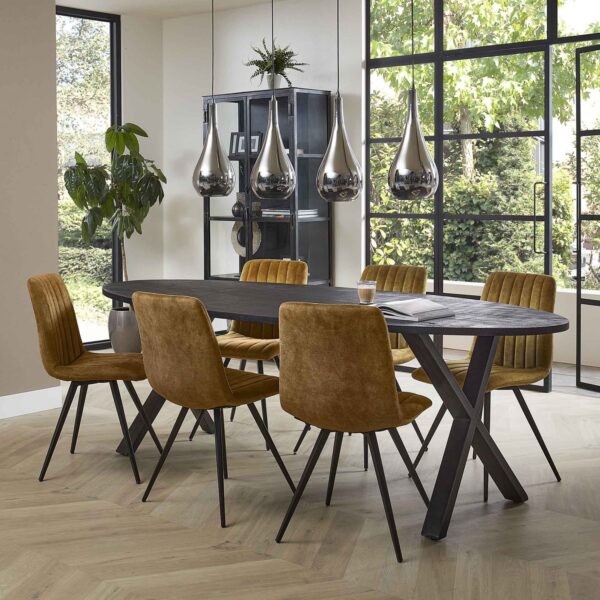 Yucon eetkamertafel ovaal 240 x 105 cm zwart