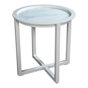 Bijzettafel Queens Wit Alu-Marmerlook top 80 cmcm