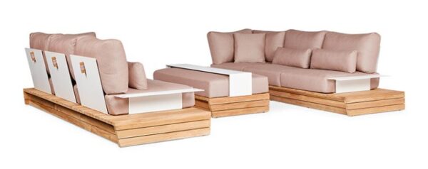 Suns Tovara Loungessofaet White-Softpink + Tablecushion