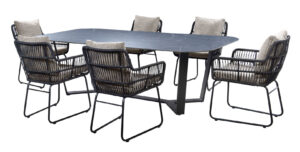 Yoi Ran Dining Black-Flax beige + Table Teeburu Oval Black Slate