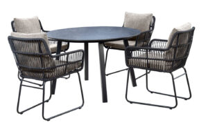 Yoi Ran Dining Black-Flax beige +Teeburu Round Black Slate