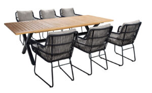 Yoi Ran Dining Black-Flax beige + Wakai Table Black Teak