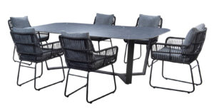 Yoi Ran Dining Black-Panther black +Table Teeburu oval Black Slate