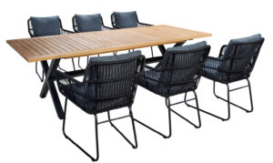 YYoi Ran Dining Black-Panther black + Waki Table Black Teak