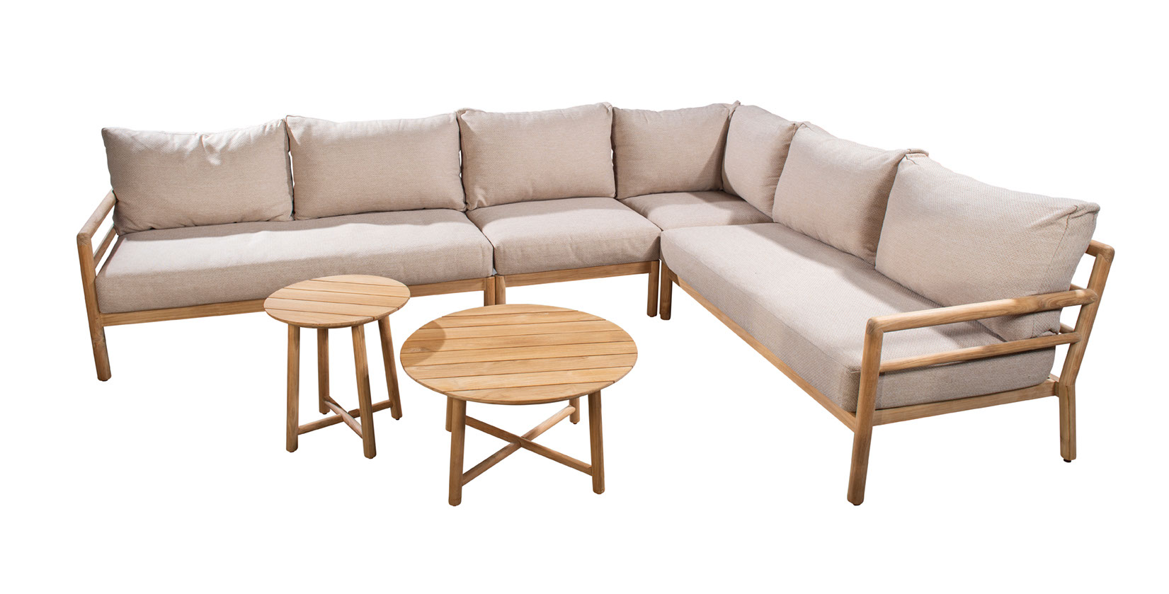 Yoi Mare Cornerset Teak Chaise longue left + right + Corner + Middle + Coffeetable Middle + Small