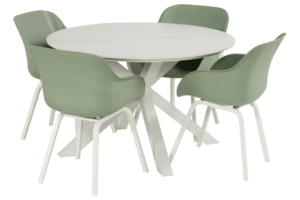 Hartman Le Soleil-Xander diningset Sage Green-Wit 120 cm