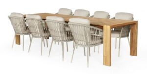 Suns Nappa-Erice Diningset Teak Natural Gravel