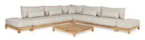 Suns Portofino Cornerset Teak-Natural Gravel + Sidetable-cushions