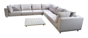 Yoi Vallon Cornerset 2x 3-seater + arm, Corner + Coffeetable Alu