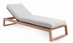 Gescova Sunlounger Bali Teak + Kussen Ecru