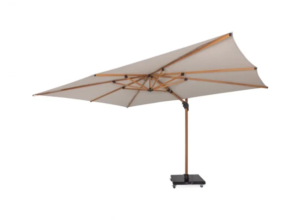 Gescova Miami free pole Parasol 300x400 +120kg+hoes woodlook/beige