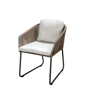 YOI Calera dining chair alu bronze belt toffee wool white