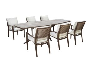2025 YOI Marinha dining chair Calma table 270x110 Bronze travertin