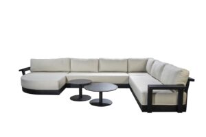 2025 YOI Millor cornerset - corner part left - 3 seater arm righ - 3seater without arm - 3 seater round side table ceramics 6080- black wool white