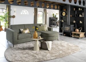 Henders en Hazel Alcona 3 zits met longchair Vada mosgroen