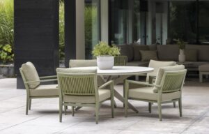 Yoi low dining set Bosa Olive-Calma 160 cm rond